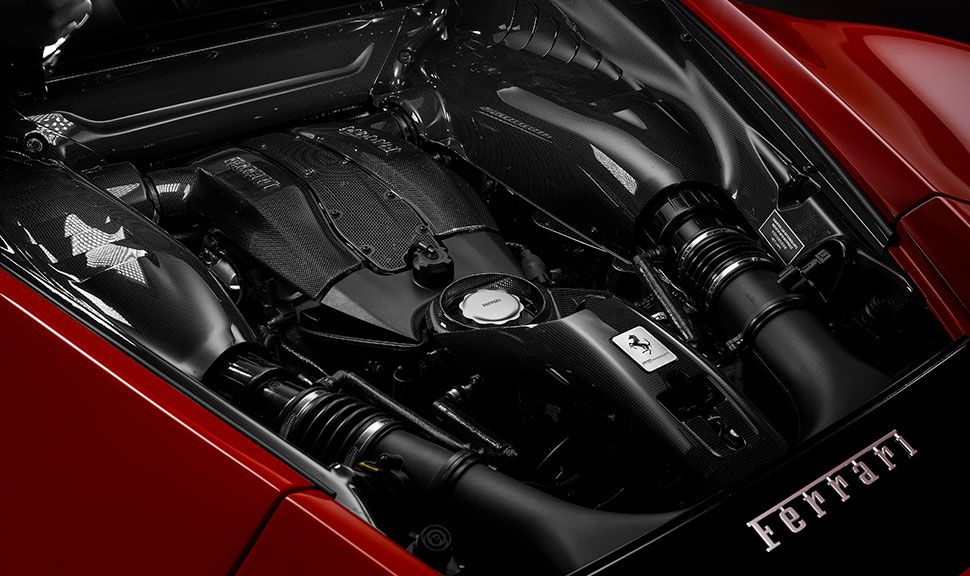 Motor des Ferrari F8 Tributo