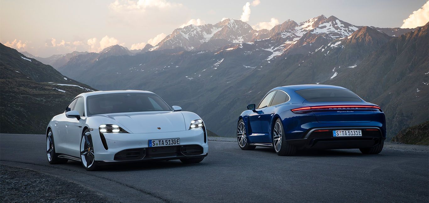  Porsche Taycan Turbo und Turbo S versetzt in den Bergen 